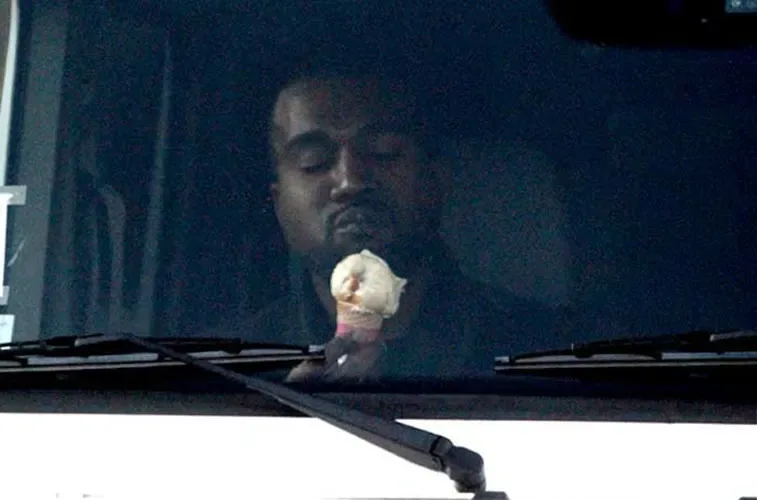 Kanye West eating Ice Cream